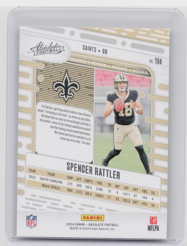 2024 Absolute Spencer Rattler Red and Blue RC 194 Saints - Image 3