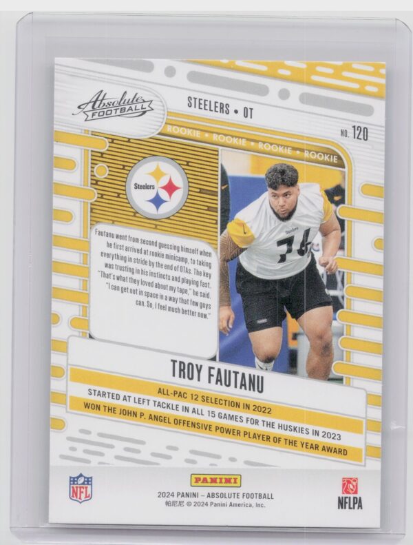 2024 Absolute Troy Fautanu Red and Blue RC 120 Steelers - Image 3
