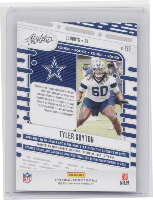 2024 Absolute Tyler Guyton Red and Blue RC 129 Cowboys - Image 3