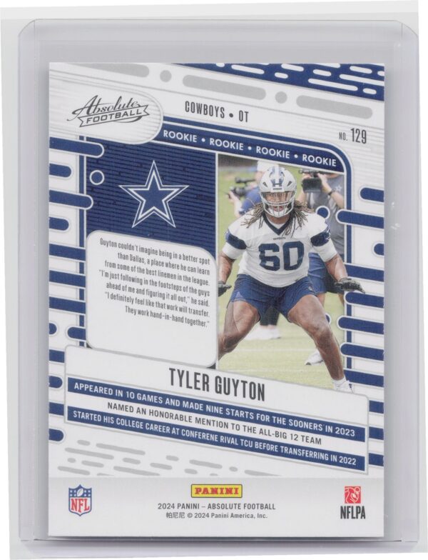 2024 Absolute Tyler Guyton Red and Blue RC #129 Cowboys - Image 3