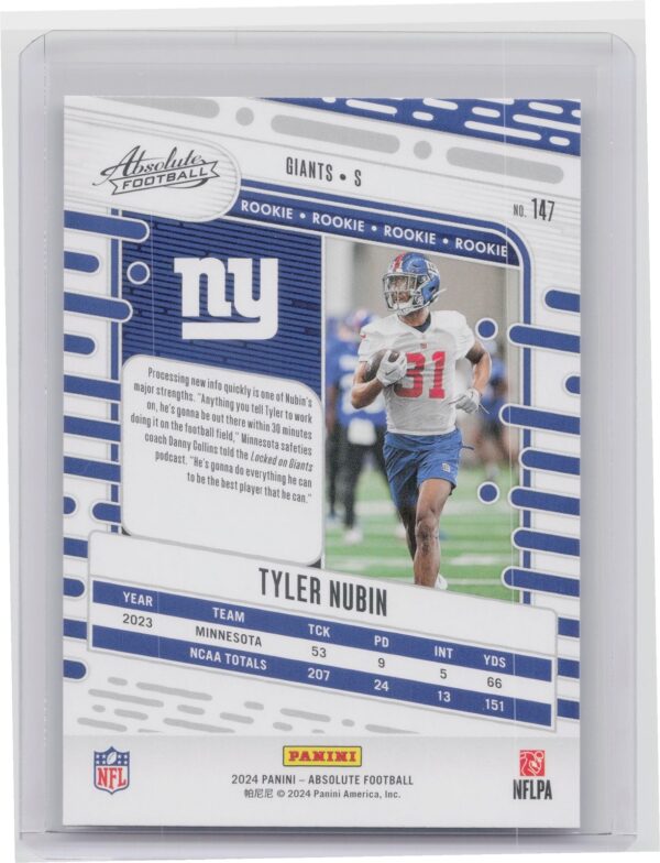 2024 Absolute Tyler Nubin RC 147 Giants - Image 3