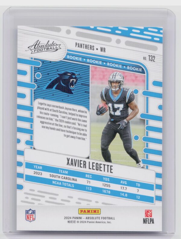 2024 Absolute Xavier Legette RC 132 Panthers - Image 3