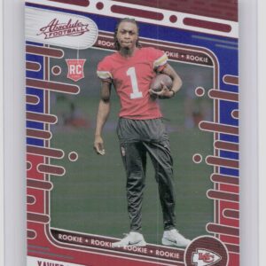 2024 Absolute Xavier Worthy Red and Blue RC 128 Chiefs