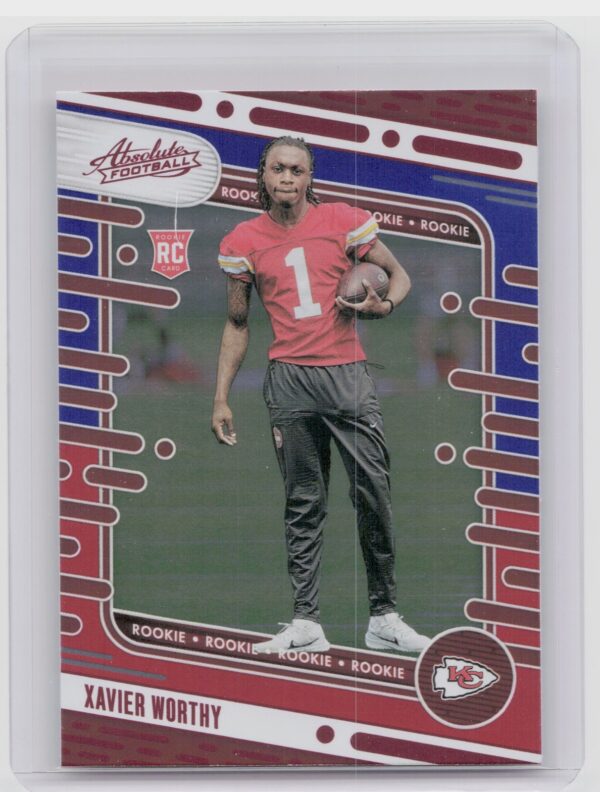 2024 Absolute Xavier Worthy Red and Blue RC 128 Chiefs