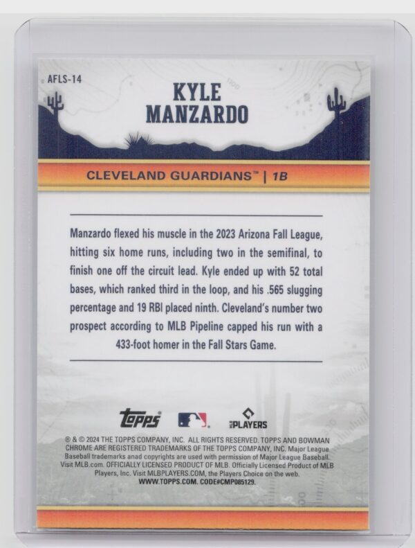 2024 Bowman Chrome Kyle Manzardo RC #AFLS-14 Guardians 2023 AFL Fall Stars - Image 3