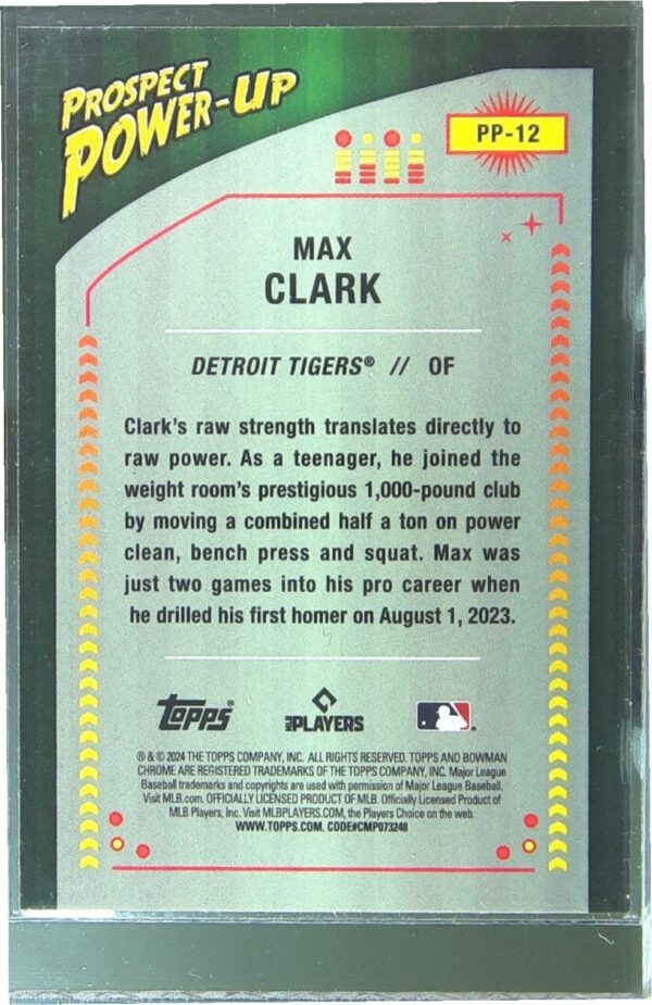 2024 Bowman Max Clark #PP-12 Tigers Prospect Power Up - Image 3