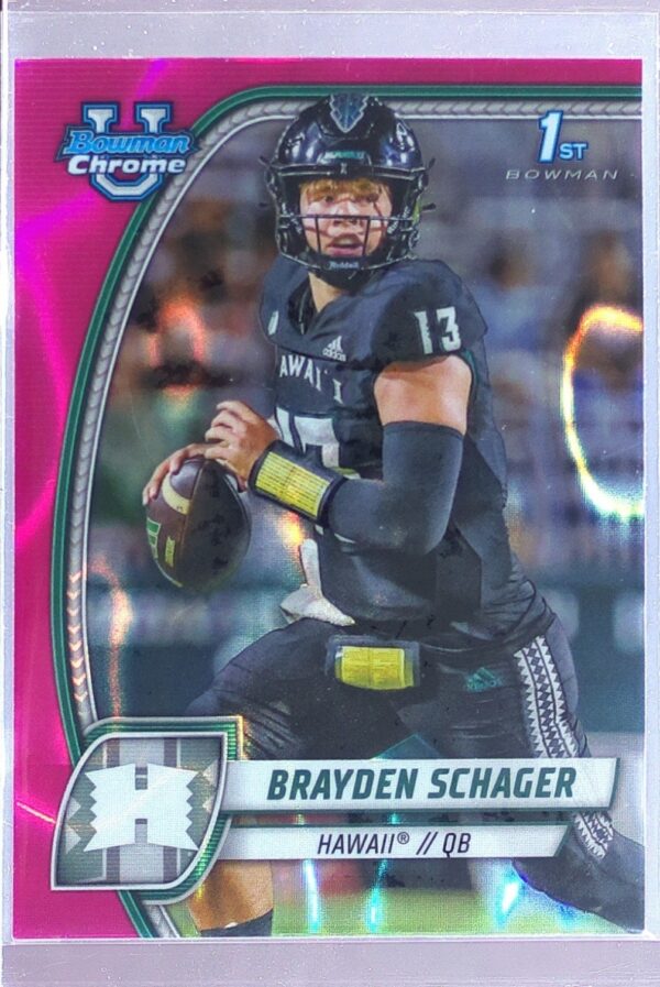 2024 Bowman University Chrome Brayden Schager Pink Lava Refractor RC 25 Warriors