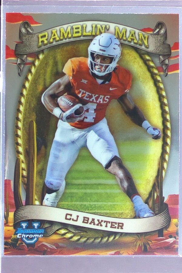 2024 Bowman University Chrome CJ Baxter #RM-6 Longhorns Ramblin’ Man