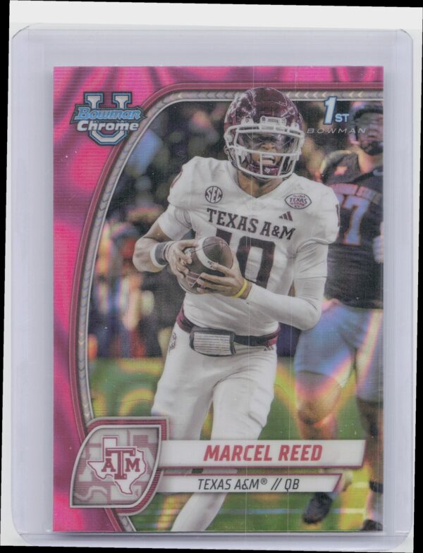 2024 Bowman University Chrome Marcel Reed Pink Lava Refractor 173 Aggies