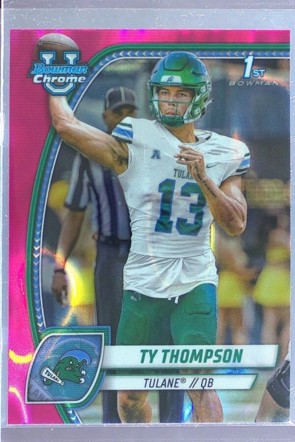 2024 Bowman University Chrome Ty Thompson Pink Lava Refractor RC 179 Wave