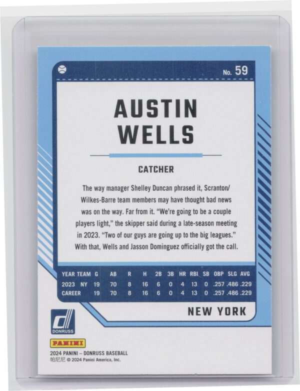 2024 Donruss Austin Wells Liberty #59 Yankees - Image 3