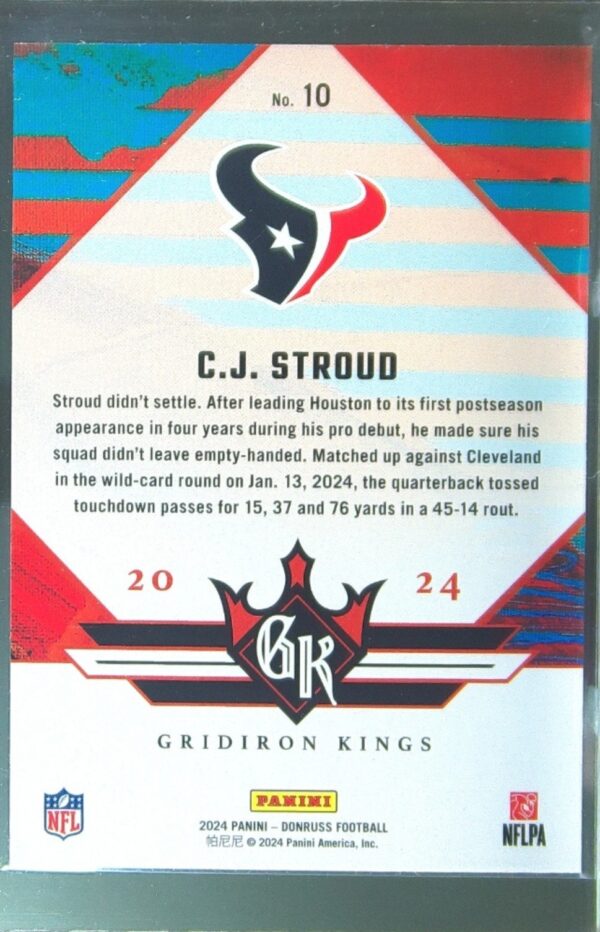 2024 Donruss C.J. Stroud #10 Texans Gridiron Kings - Image 3