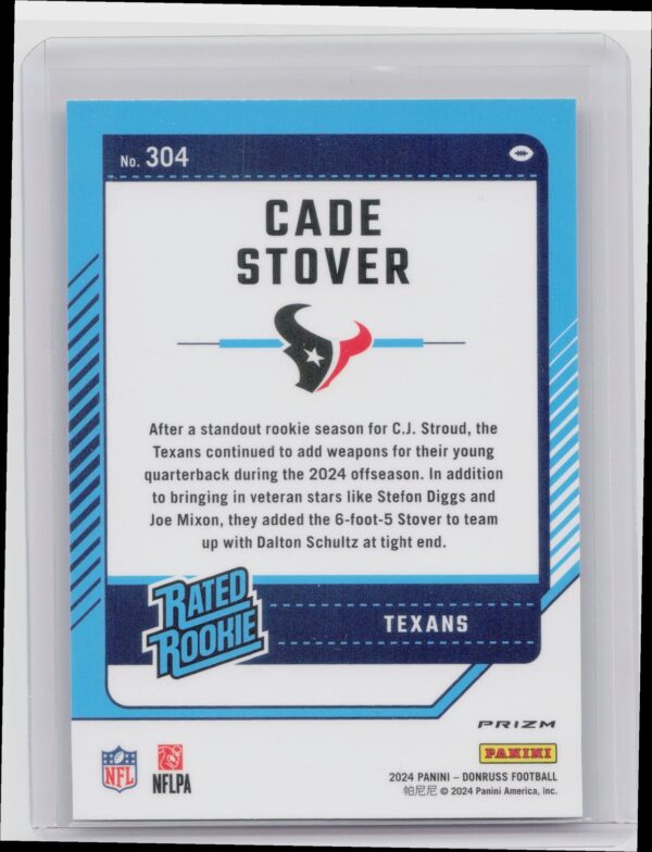 2024 Donruss Cade Stover Optic Rated Rookies Preview Holo 304 Texans - Image 3