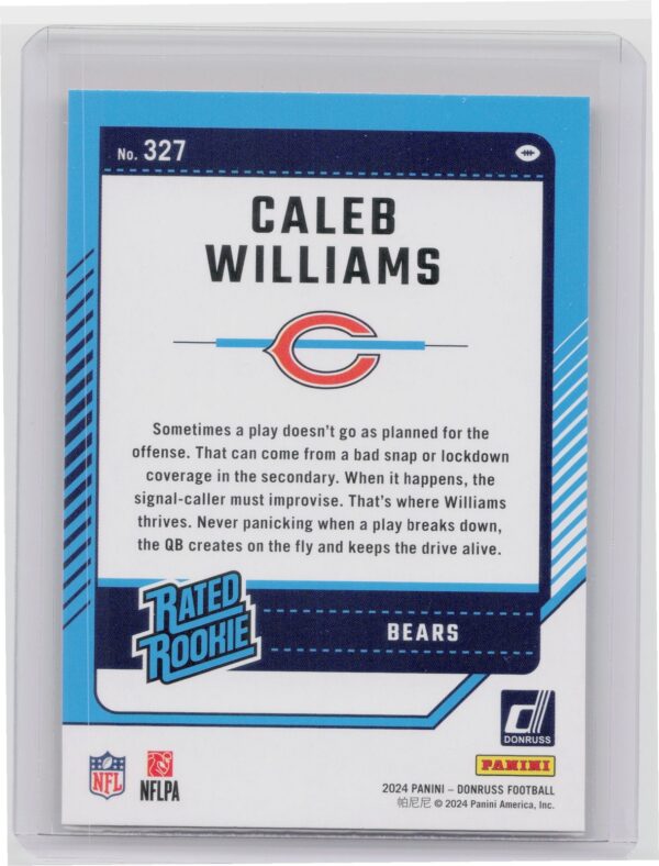 2024 Donruss Caleb Williams Press Proof Red 327 Bears - Image 3