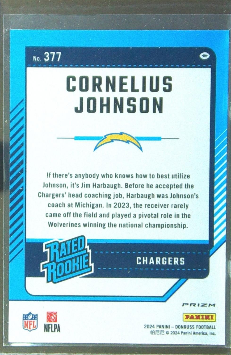 2024 Donruss Cornelius Johnson Optic Rated Rookies Preview Red and Green 377 Cha - Image 3