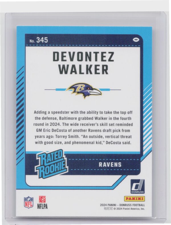 2024 Donruss Devontez Walker RC 345 Ravens - Image 3