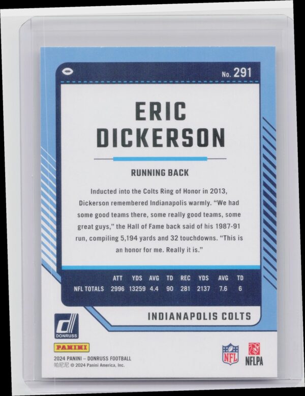 2024 Donruss Eric Dickerson 291 Colts - Image 3