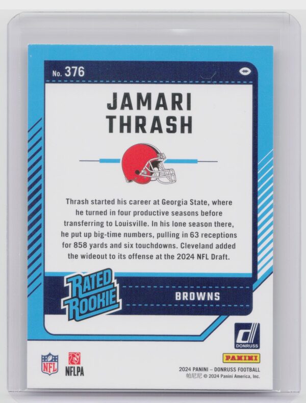 2024 Donruss Jamari Thrash RC 376 Browns - Image 3