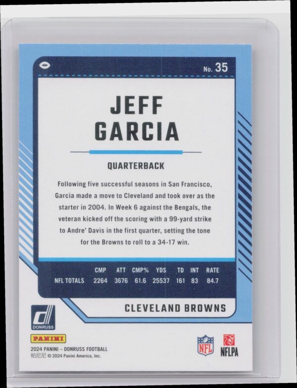 2024 Donruss Jeff Garcia Press Proof Red 35 Browns - Image 3