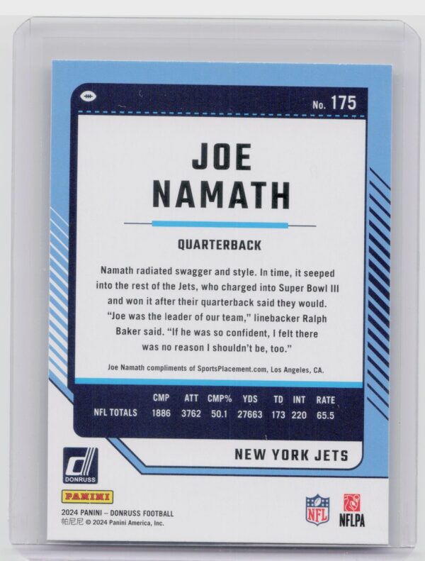 2024 Donruss Joe Namath 175 Jets - Image 3