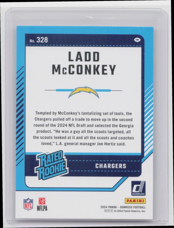 2024 Donruss Ladd McConkey RC 328 Chargers - Image 3