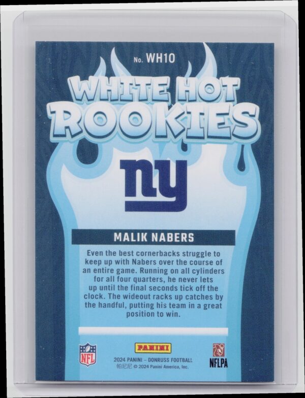 2024 Donruss Malik Nabers WH10 Giants White Hot Rookies - Image 3