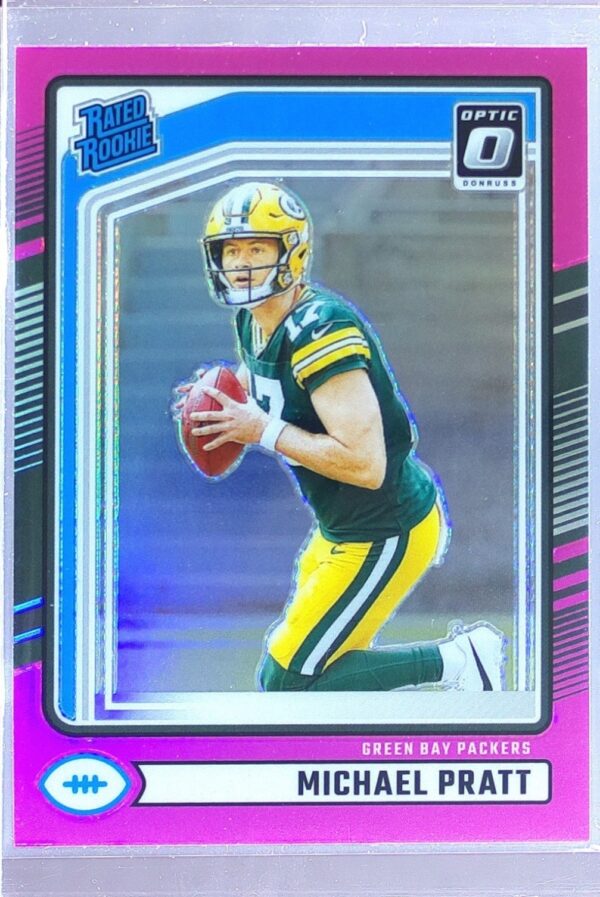 2024 Donruss Michael Pratt Optic Rated Rookies Preview Pink RC #339 Packers