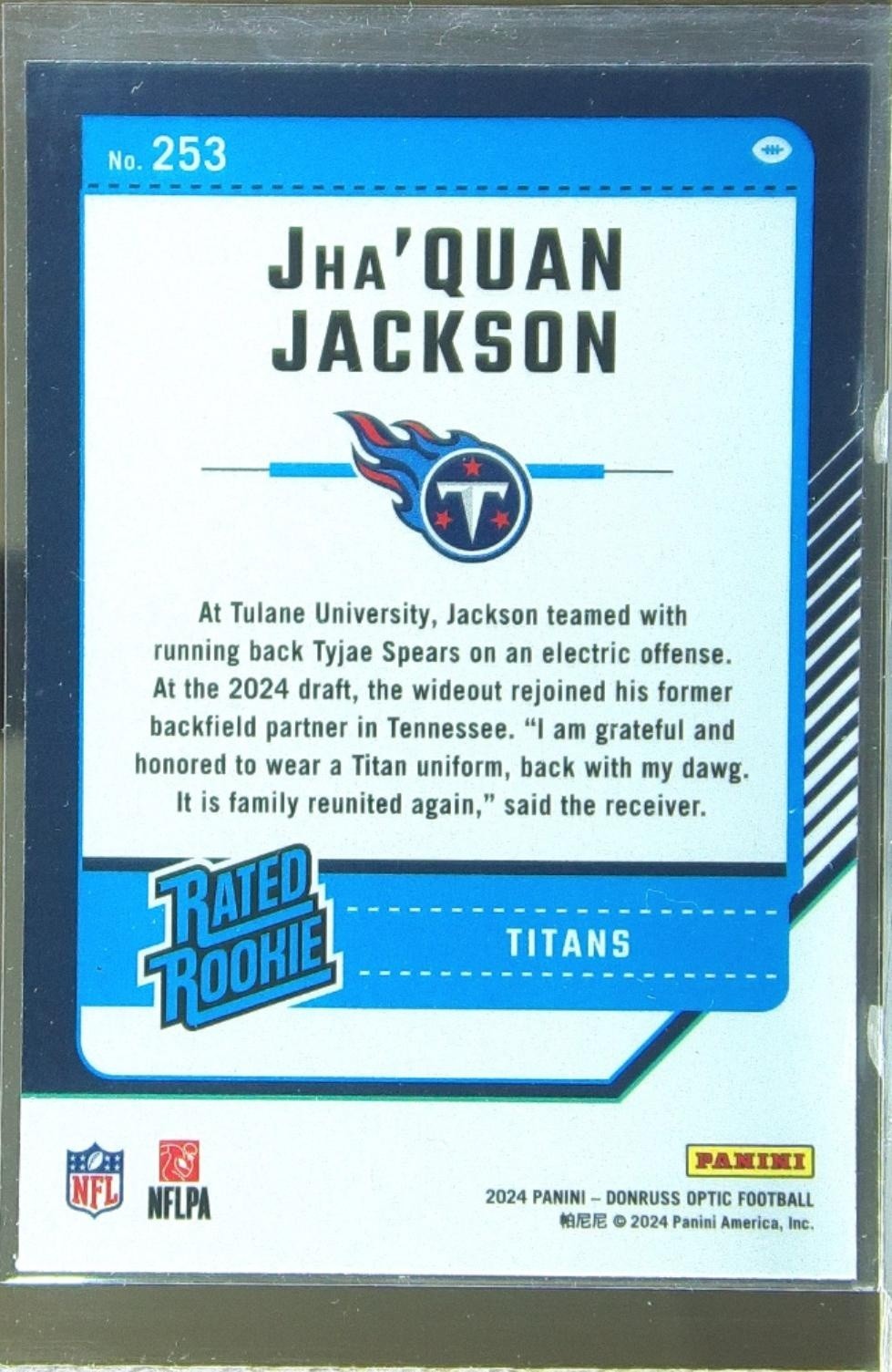 2024 Donruss Optic Jha'Quan Jackson RC #253 Titans - Image 3