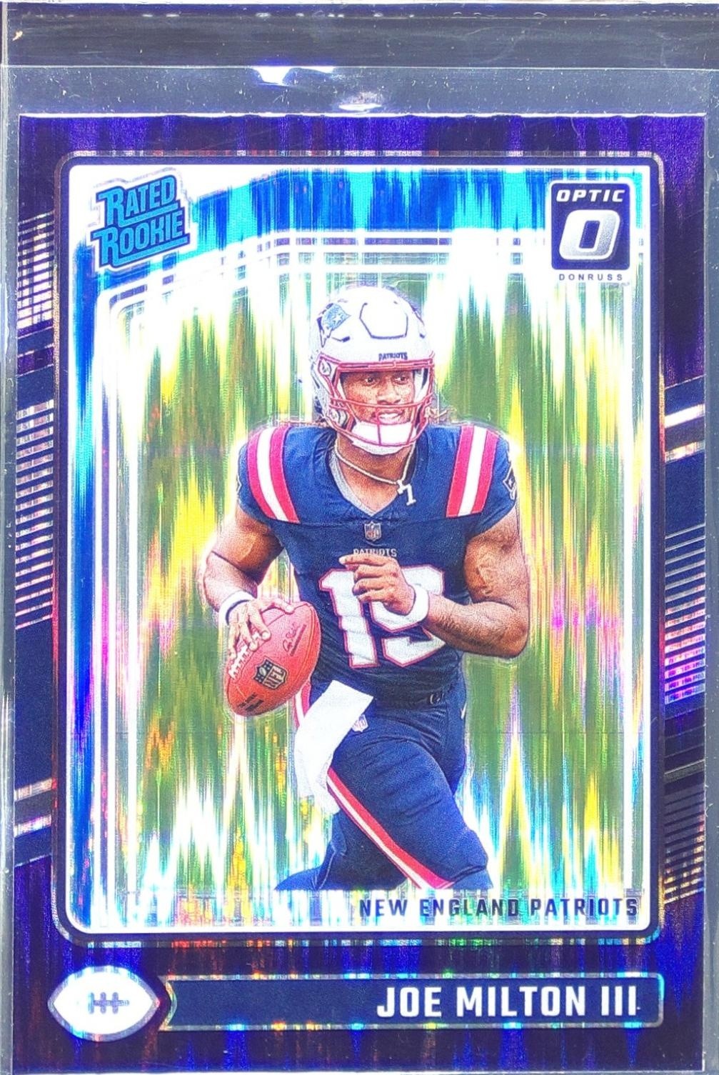 2024 Donruss Optic Joe Milton III Purple Shock RC #255 Patriots
