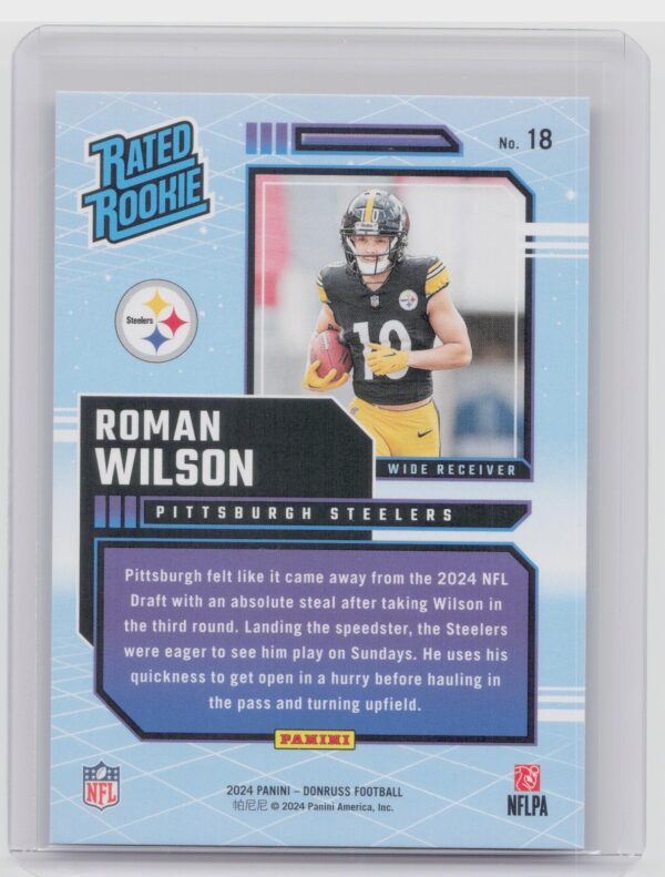 2024 Donruss Roman Wilson 18 Steelers Rated Rookies Retro - Image 3