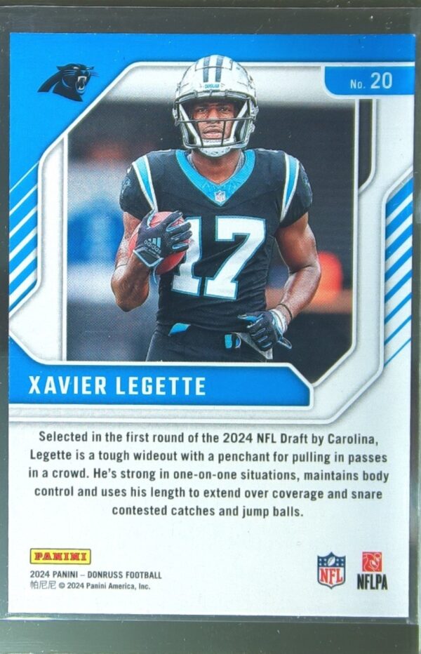 2024 Donruss Xavier Legette RC 20 Panthers The Elite Series Rookies - Image 3