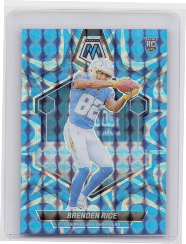 2024 Panini Mosaic Brenden Rice Mosaic Reactive Blue RC 399 Chargers
