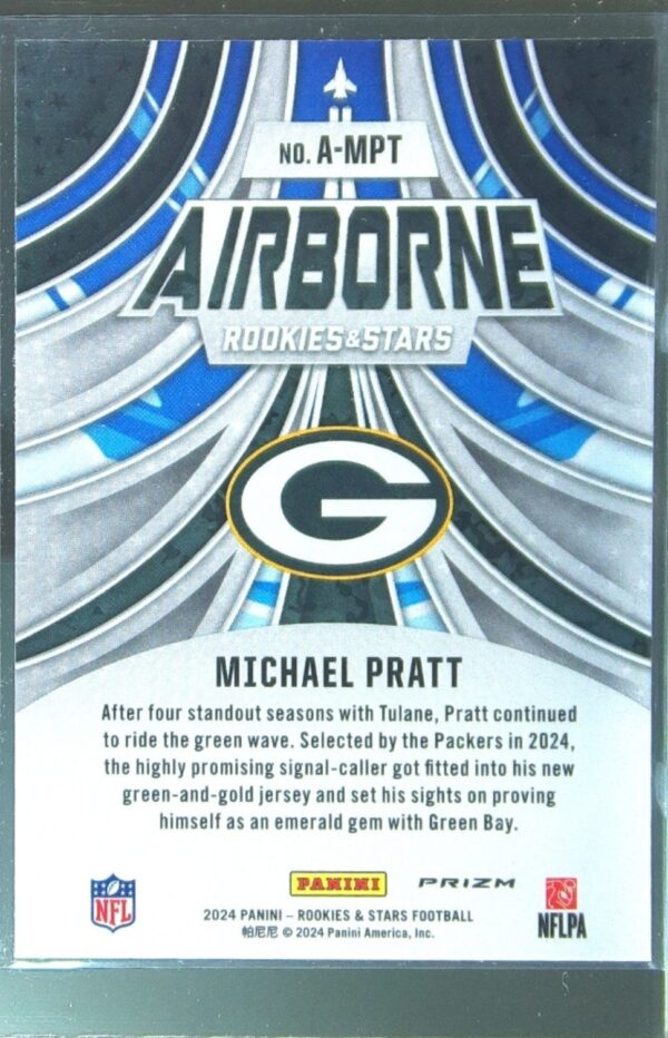 2024 Panini Rookies & Stars Michael Pratt RC A-MPT Packers Airborne Silver - Image 3