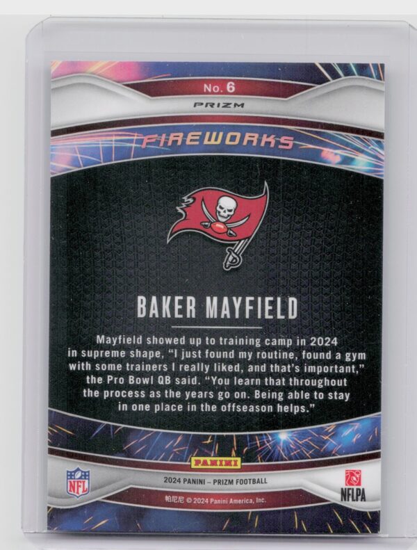 2024 Prizm Baker Mayfield 6 Buccaneers Fireworks Wave Green Prizm - Image 3