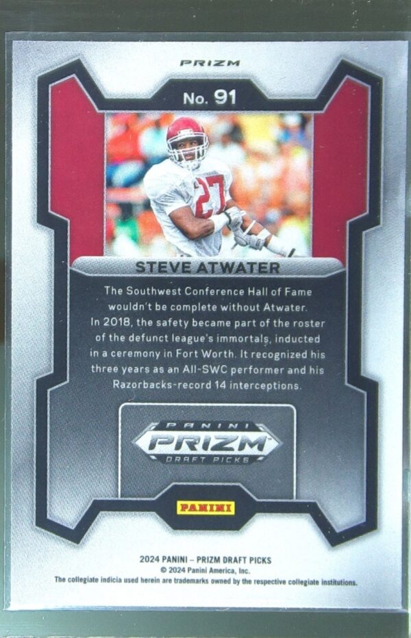 2024 Prizm Collegiate Draft Picks Steve Atwater Red Ice 91 Razorbacks - Image 3