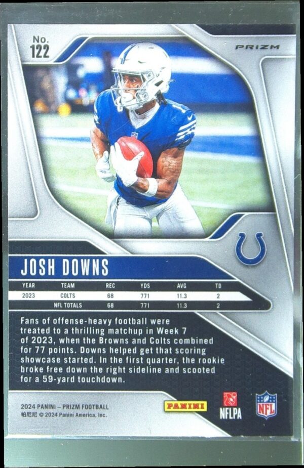 2024 Prizm Josh Downs Green 122 Colts - Image 3