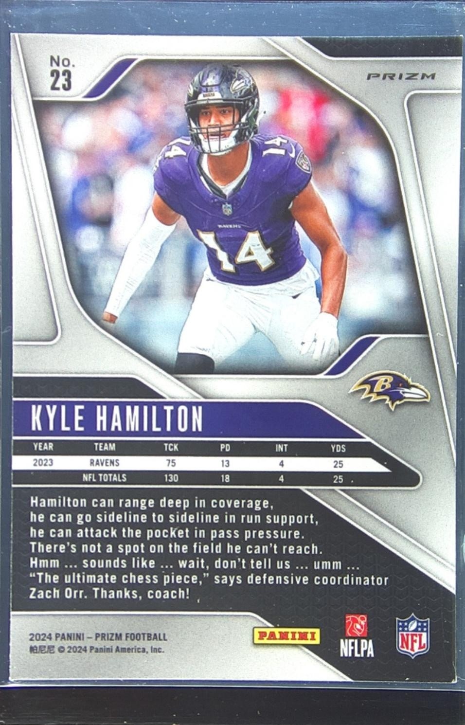 2024 Prizm Kyle Hamilton Pink Wave 23 Ravens - Image 3
