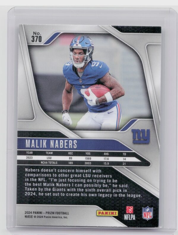 2024 Prizm Malik Nabers RC 370 Giants - Image 3