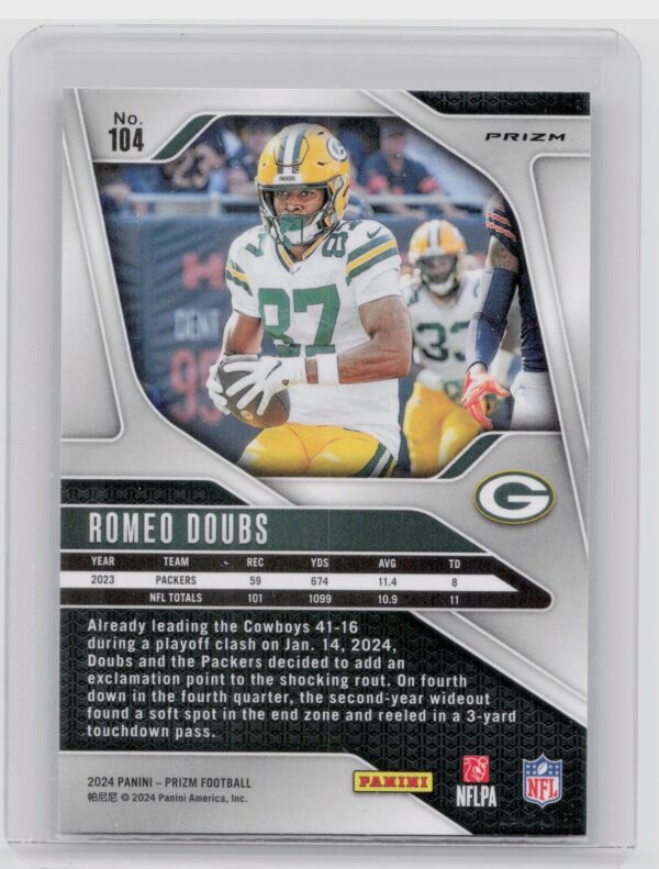 2024 Prizm Romeo Doubs Black and White Checker 104 Packers - Image 3