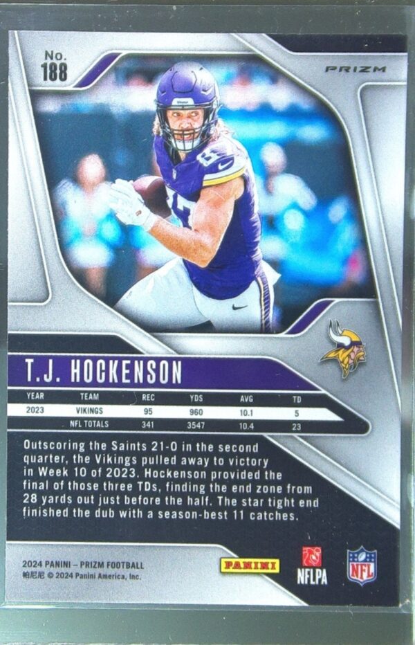2024 Prizm T.J. Hockenson Pink 188 Vikings - Image 3