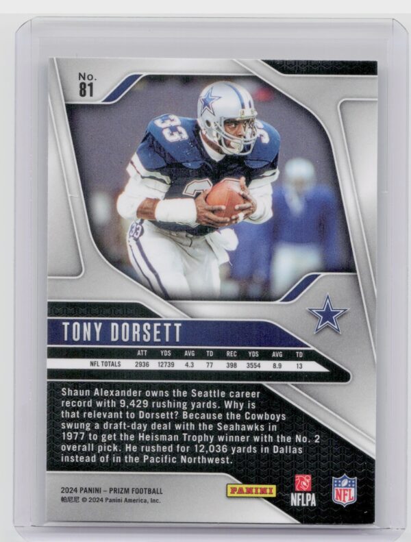 2024 Prizm Tony Dorsett 81 Cowboys - Image 3
