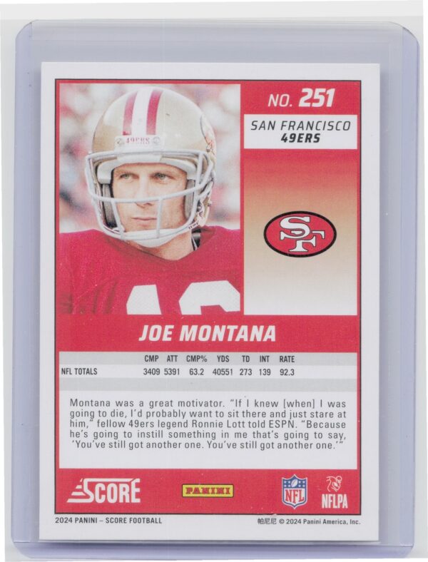 2024 Score Joe Montana #251 49ers - Image 3