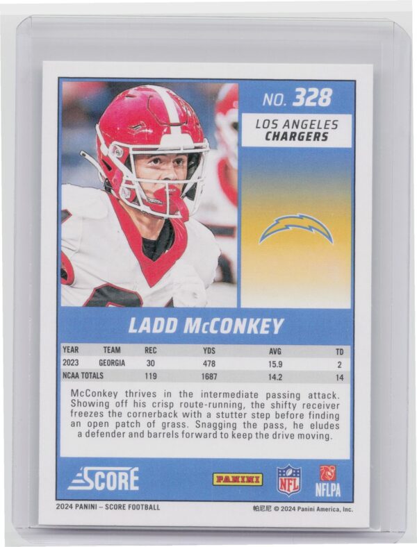 2024 Score Ladd McConkey RC #328 Chargers - Image 3