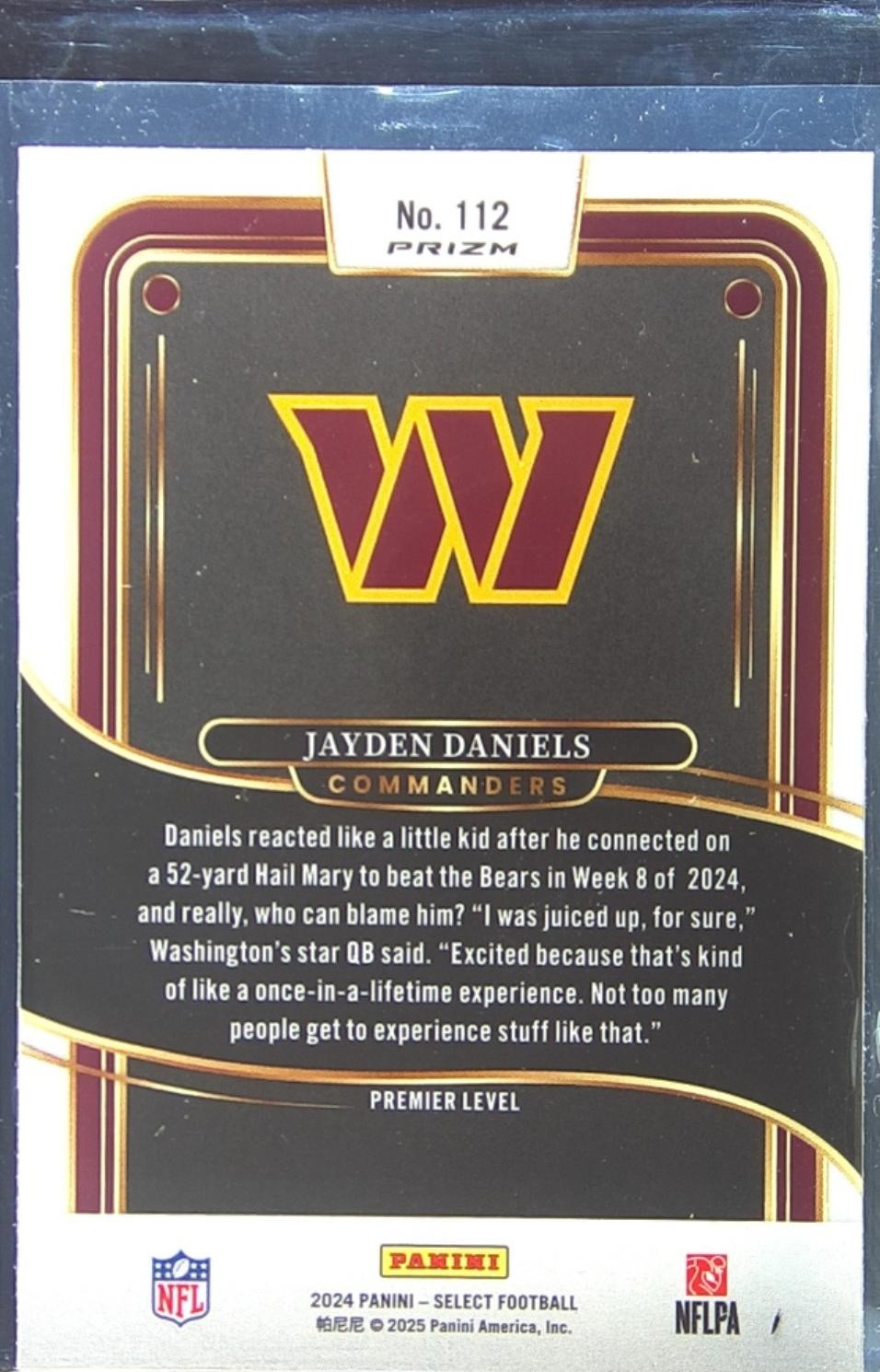 2024 Select Jayden Daniels Red & Blue Prizm Shock RC #112 Commanders - Image 3