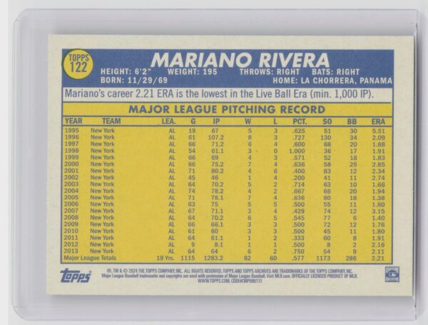 2024 Topps Archives Mariano Rivera #122 Yankees - Image 3