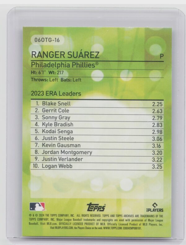 2024 Topps Archives Ranger Suarez #06OTG-16 Phillies 2006 Topps Own the Game - Image 3