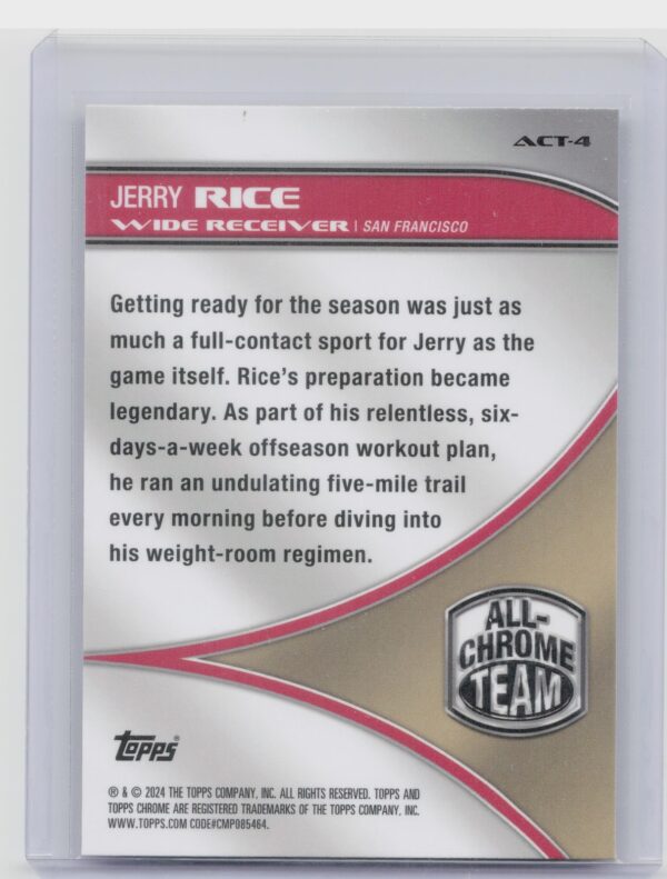 2024 Topps Chrome Jerry Rice #ACT-4 49ers All Chrome Team X Fractor - Image 3