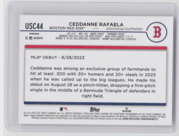2024 Topps Chrome Update Ceddanne Rafaela X Fractors #USC44 Sox - Image 3
