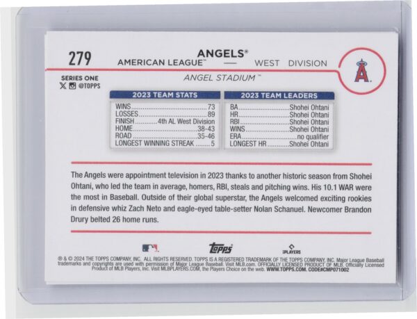 2024 Topps Los Angeles Angels Holiday #279 Angels - Image 3