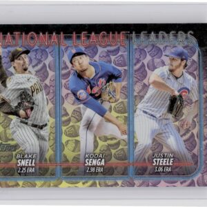 2024 Topps National League Leaders ERA (Snell / Senga / Steel Eggs Parallel